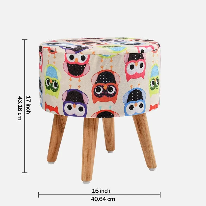 Hootsy Owl-print Velvet Ottoman - Multicolor media 7