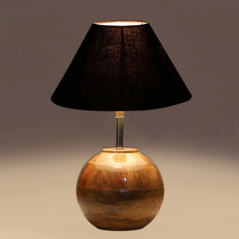 Auryon Cotton Table Lamp With Wooden Base - Black media 4
