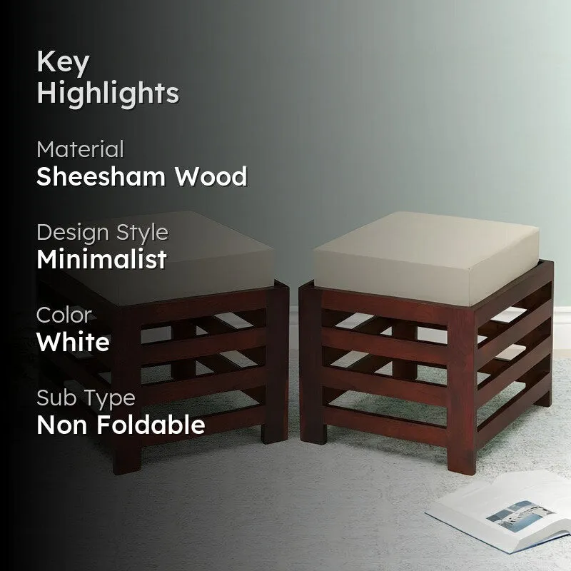 Tavex Sheesham Wooden Bench with Cushions (White) - Four Piece Set media 2