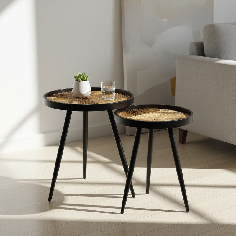 PureOak Mango Wood Side & Bedside Tables - Set of Two