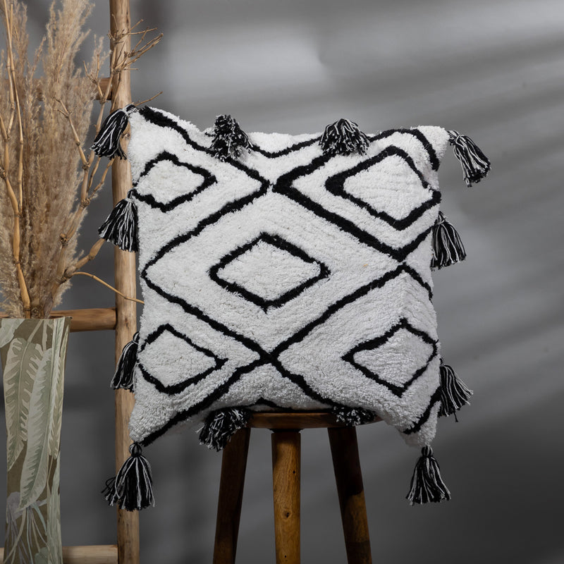 Ecru Geo Tufted Cushion Cover - 18 x 18 Inches