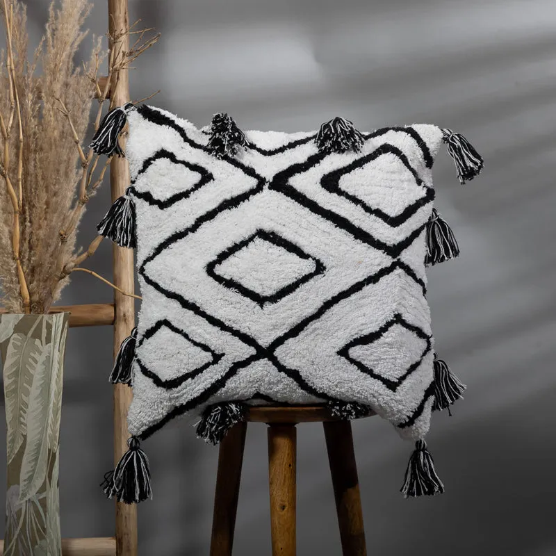 Ecru Geo Tufted Cushion Cover media 1