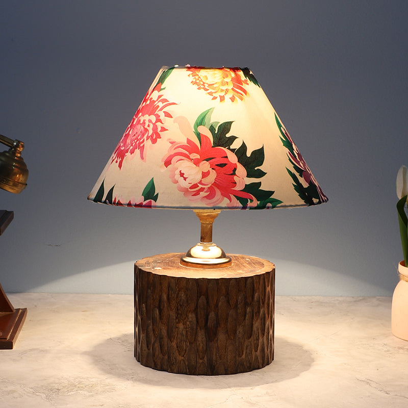 Miyabi Trunk Printed Mango Wood Table Lamp - Multicolor