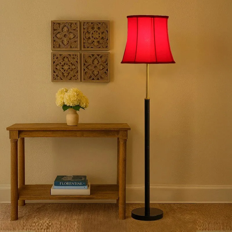 Modern Arc Wooden Floor Lamp - Red media 1