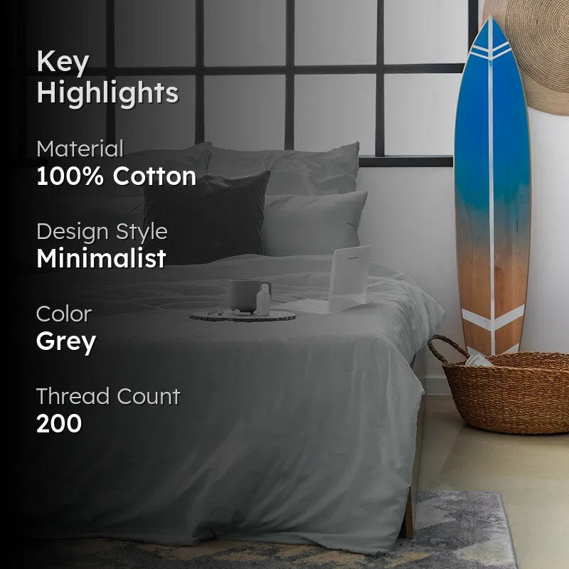 Maison Cotton Duvet Cover (Light Grey) - 200 TC - 2