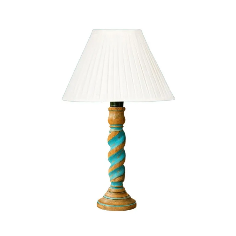 Elara Velor Wooden Table Lamp - OffWhite media 5