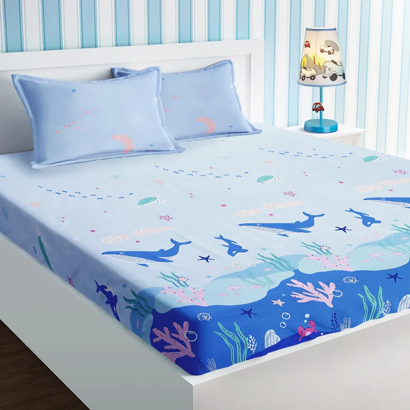 Whale Dreams Kids Cotton Bedsheet - 210 TC media 1
