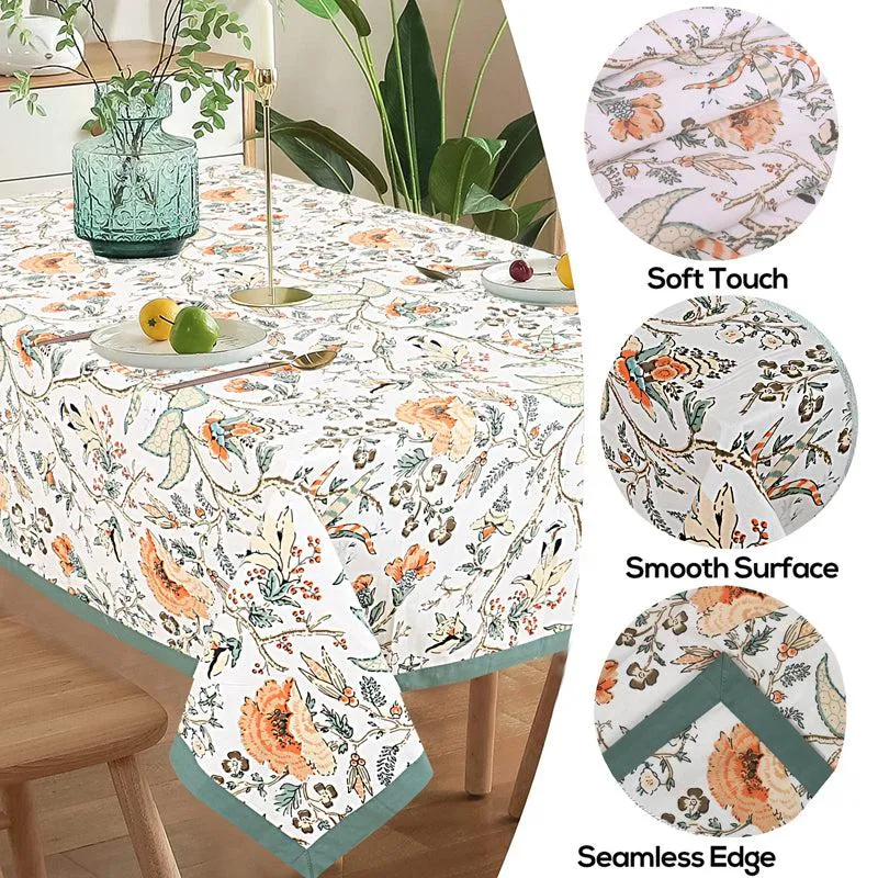Muhina Rectangular Cotton Table Cover (White) - Six Seater media 6