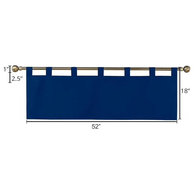 Tab Tale Flat Curtain Valance (Royal Blue) - Set Of Two media 9