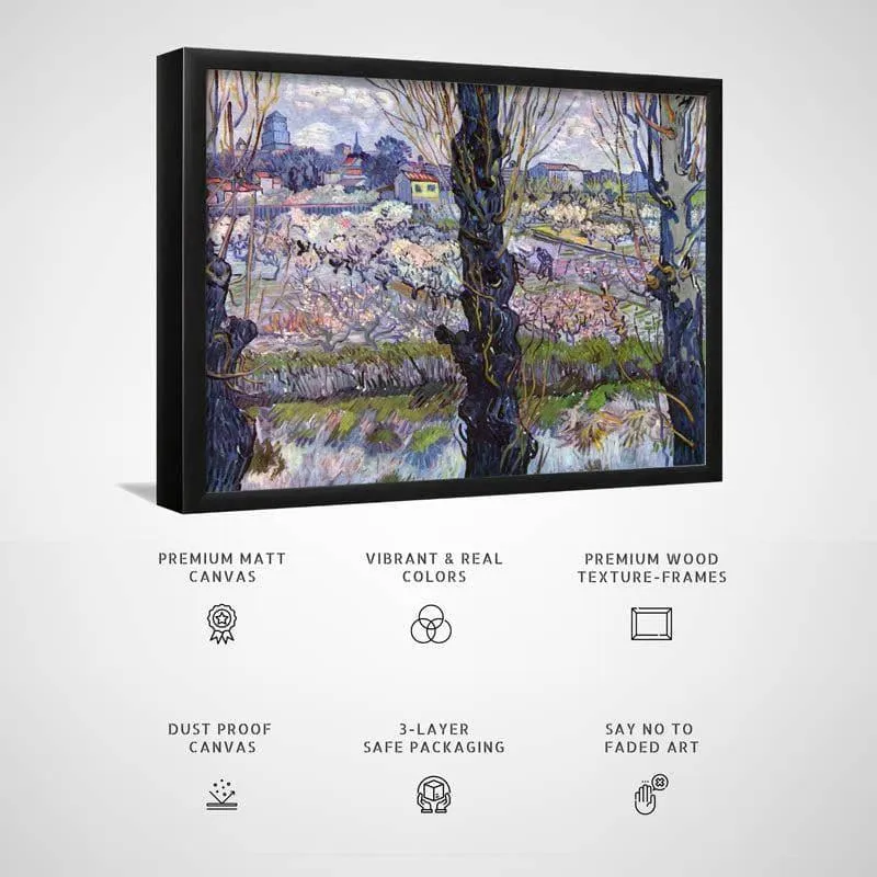 View Of Arles Flowering Orchards By Vincent Van Gogh - Black Frame media 3