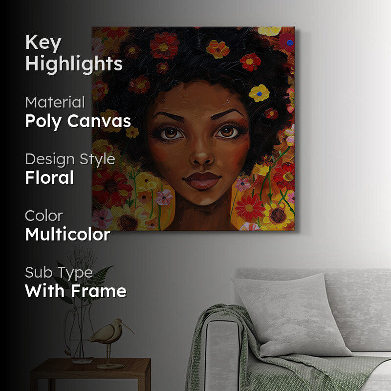Whimsical African Woman Poly Canvas Wall Painting media 2