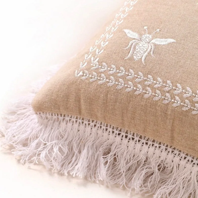 Bee in Parade Embroidered Cushion Cover - Set Of Two media 5