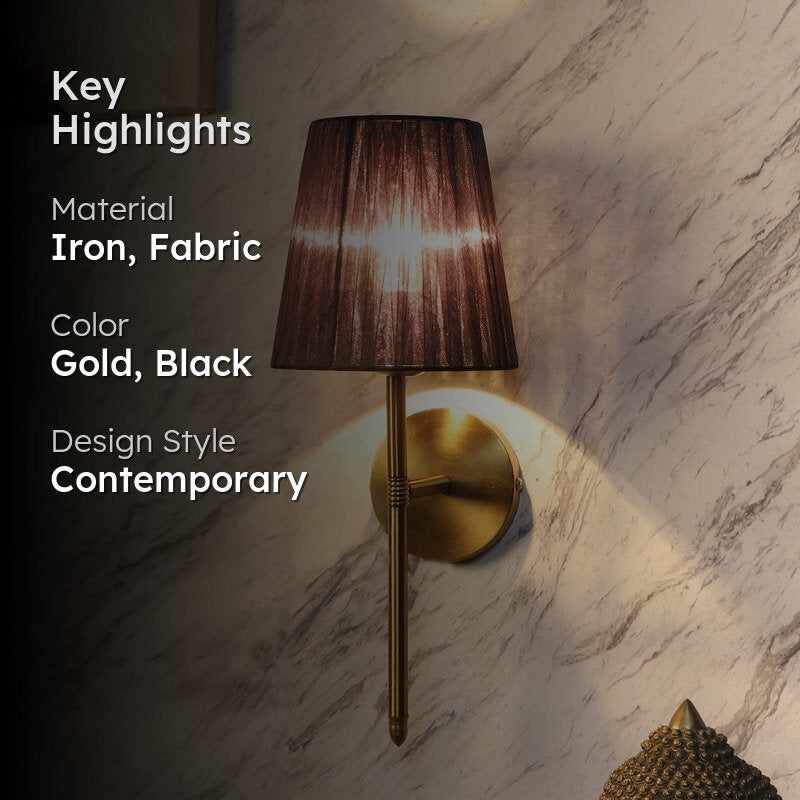 Enida Iron Wall Lamp with Fabric Shade media 2