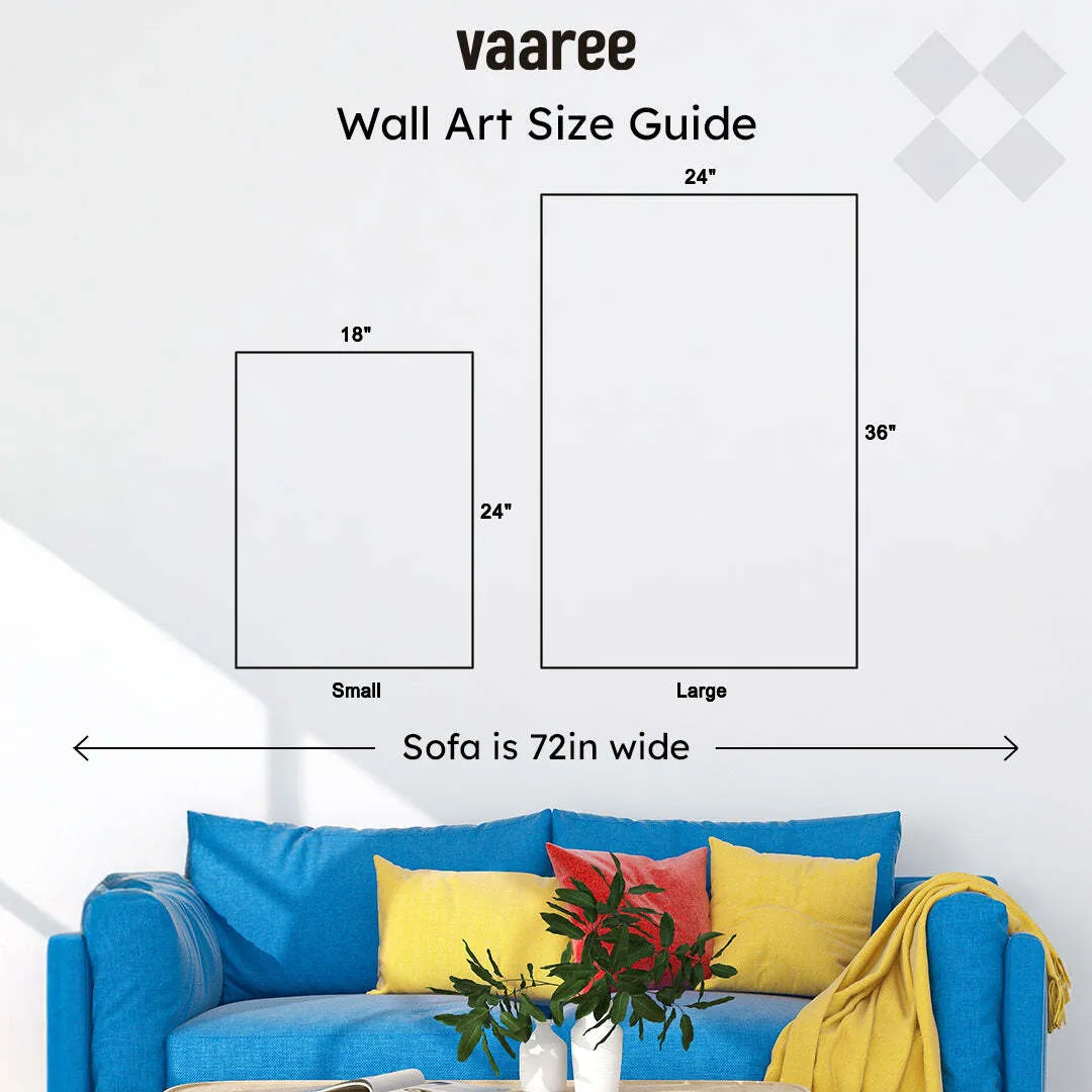 Wall art size guide showing small and large format comparison