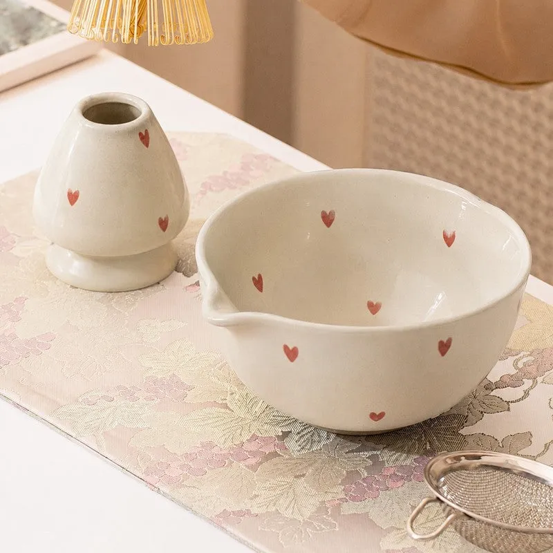 Kokoro Ceramic Matcha Bowl & Whisk Holder Set (450 mL) - Two Piece Set media 1