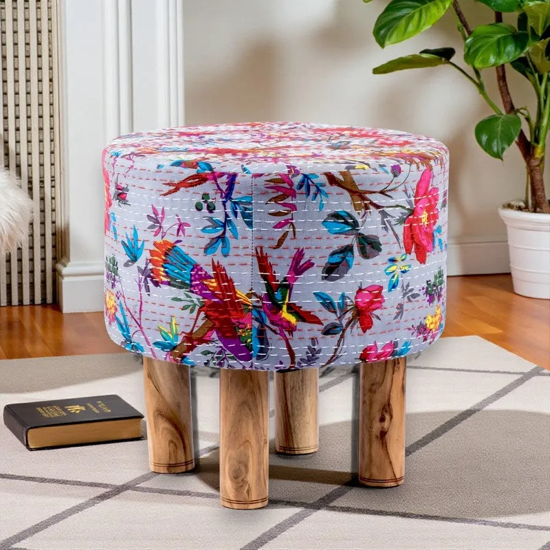 Xrixon Acacia Wooden Ottomans - Grey media 1