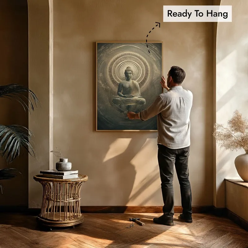 Harmony Within Buddha Archival Paper Wall Painting With Brown Frame media 6