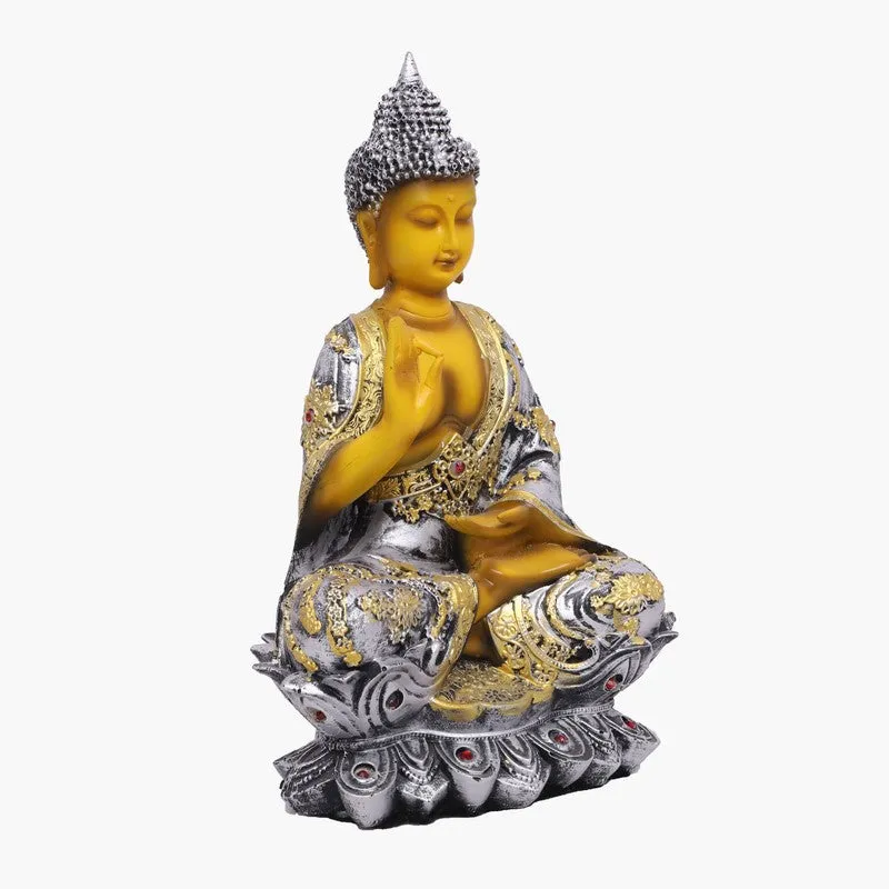 Solace Buddha Polyresin Idol (10 inches) - Silver media 3