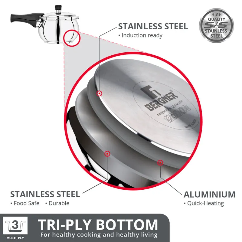Bergner Induction Safe Pressure Cooker - 2000 ml/16 Inches media 5
