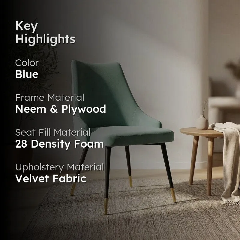 Lunara Neem Wood Accent Chair - Blue media 2