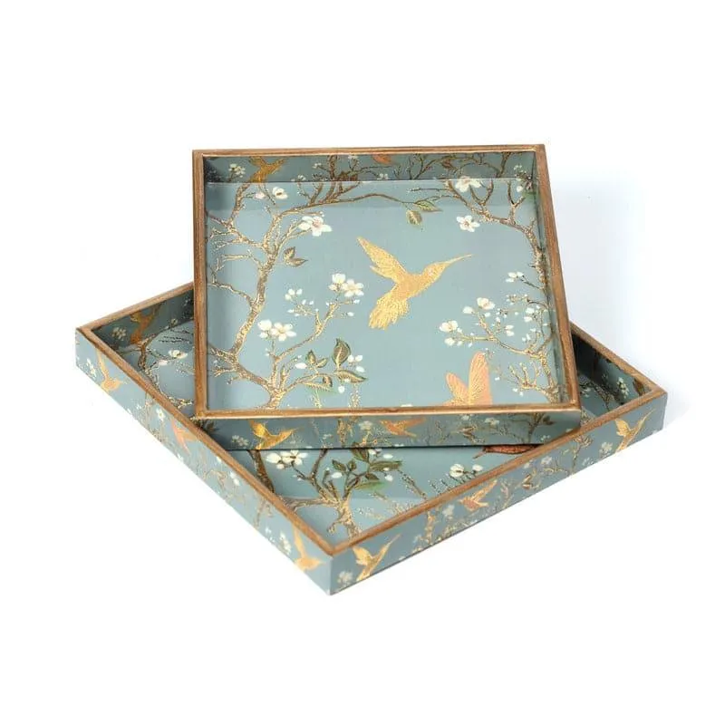 Elegant Wooden Bird Chatter Serving Trays - Set of Two media 4