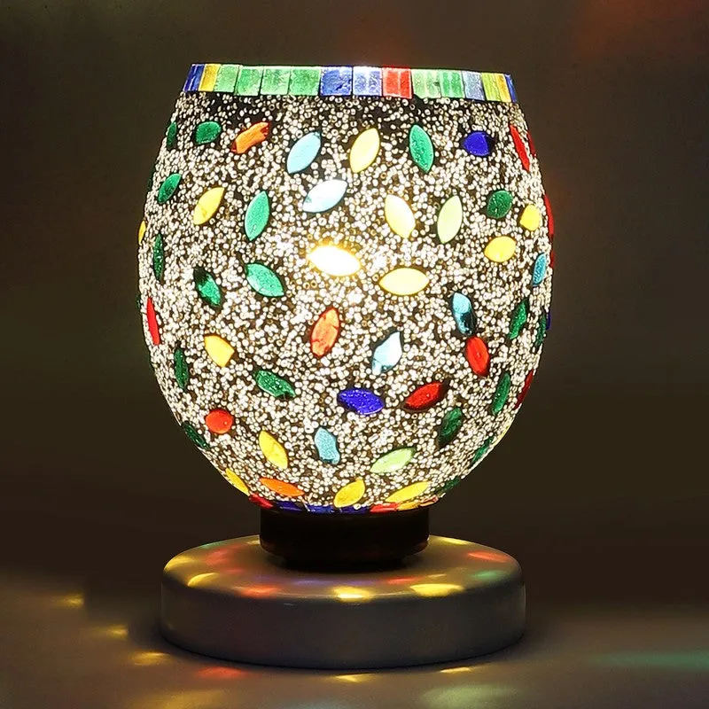 Celesta Mosaic Glass Table Lamp With Wooden Base - Multicolor media 7