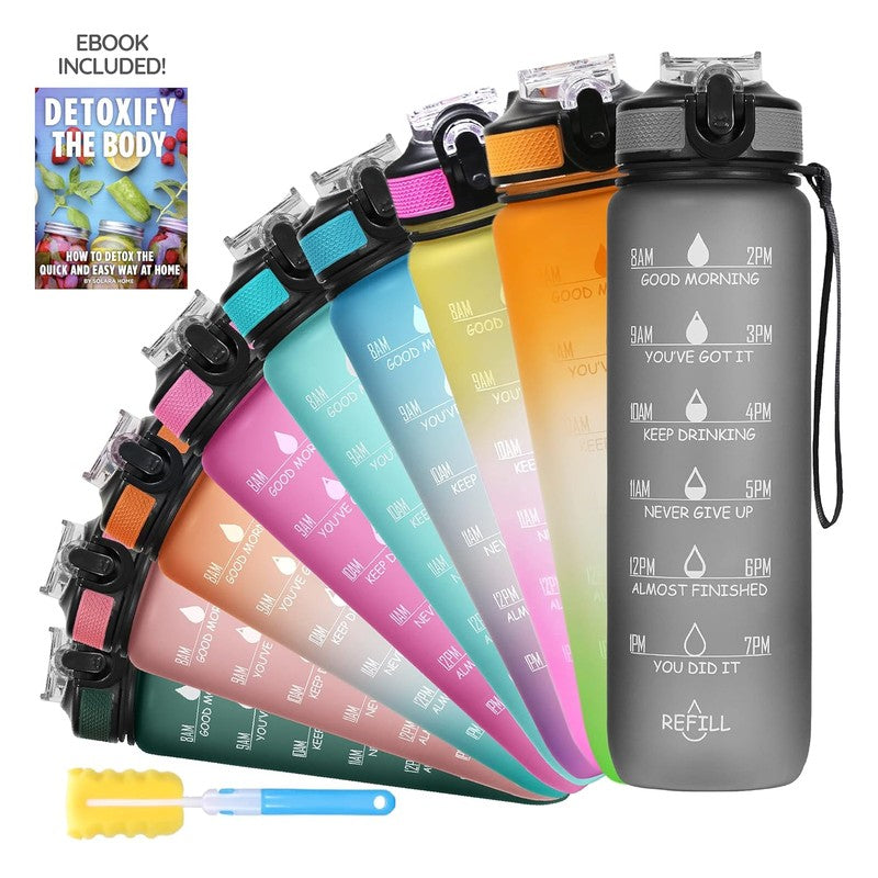 Solara Sportiq Plastic Water Bottle (1000 mL) - Grey media 7