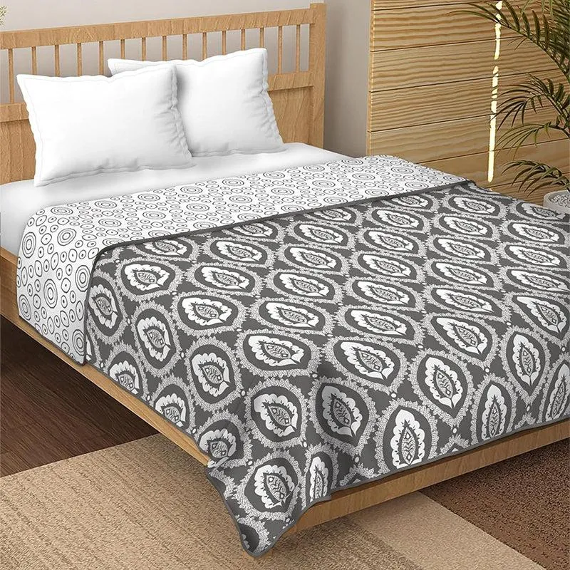 Jinita Reversible Cotton Dohar (Grey)  - 180 GSM media 1