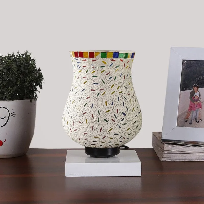 Galaxy Mosaic Glass Table Lamp With Wooden Base - Multicolor media 4