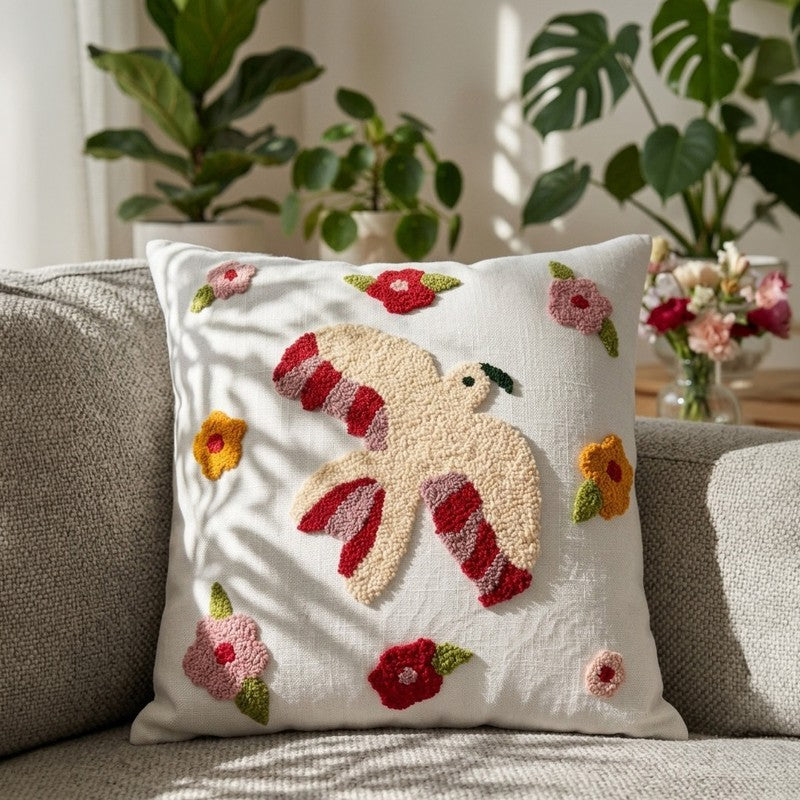Flying Threads Tufted Cotton Cushion Cover