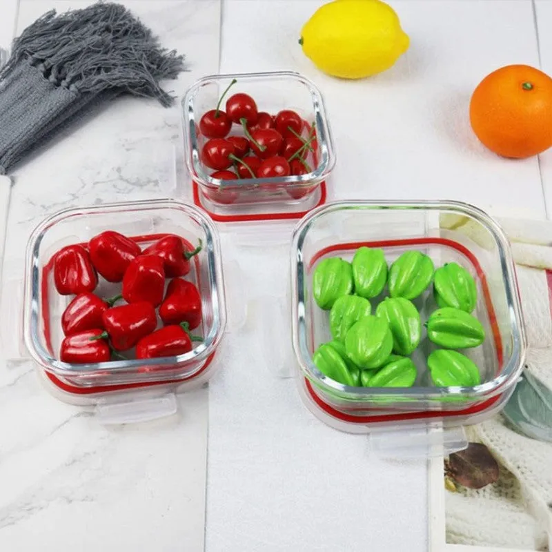 Fresh Seal Transparent Glass Container (800 mL,500 mL,300 mL) - Set Of Three media 5