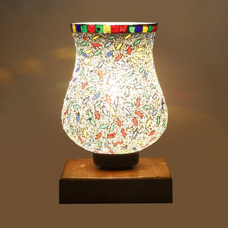 Clairo Mosaic Glass Table Lamp With Wooden Base - Multicolor media 8