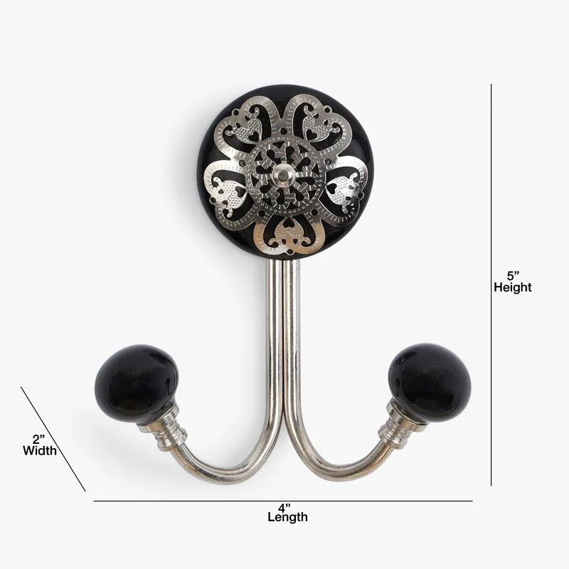 Rana Floral Filigree Wall Hook - Black media 6