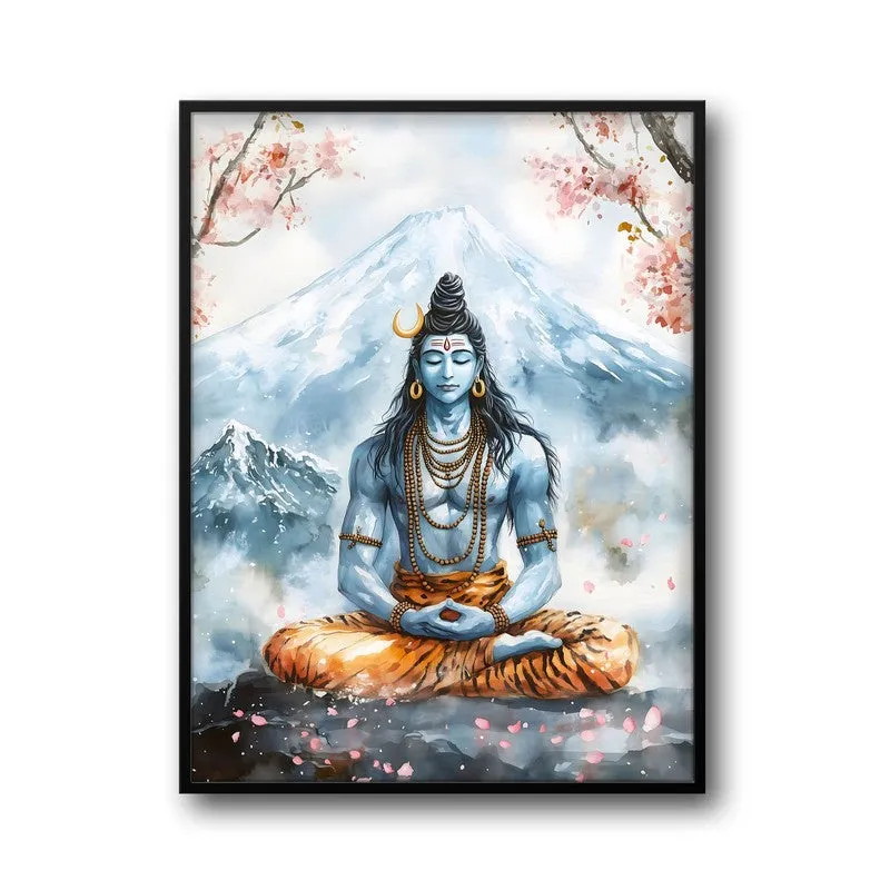 Rudra Mahayogi Spiritual Archival Paper Wall Painting With Frame - Black media 5
