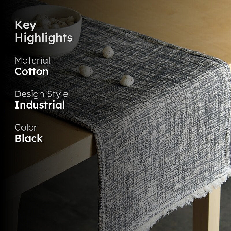 Matsya Vala Cotton Table Runner - Black media 2