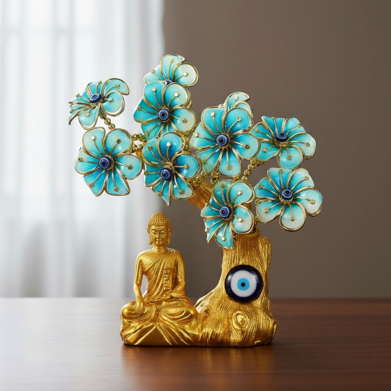 Evil Eye Floral Buddha Resin Showpiece