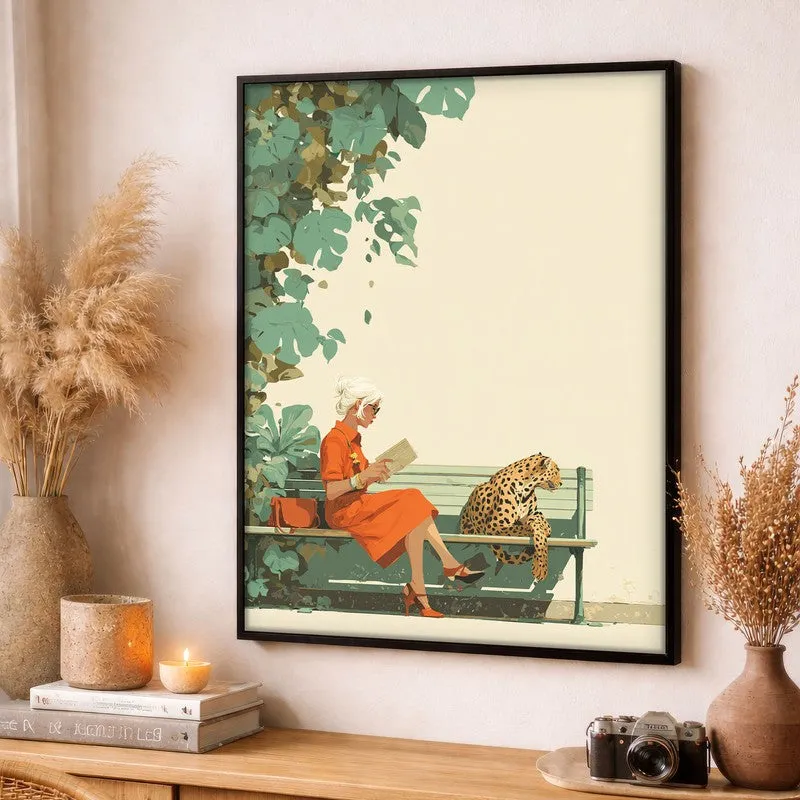 Jungle Reads Canvas Wall Painting - Black Frame media 3