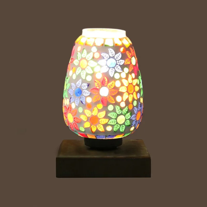 Arvyn Glass Table Lamp With Wooden Base - Multicolor media 7