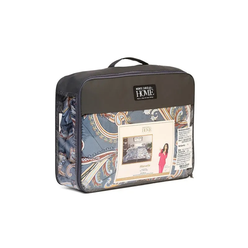 Monte Carlo Bloomelia Floral Polyester Reversible Comforter (Blue) - 120 GSM media 7
