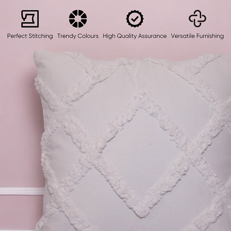 Marshmallow Matrix Tufted Cushion Cover (White) - Set Of Five media 5