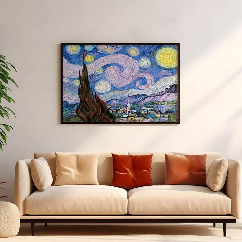 The Starry Night Remix II By Vincent Van Gogh - Black Frame