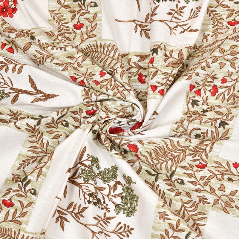 Aditri Floral Printed Cotton Bedsheet (White,Pink) - 144 TC media 6