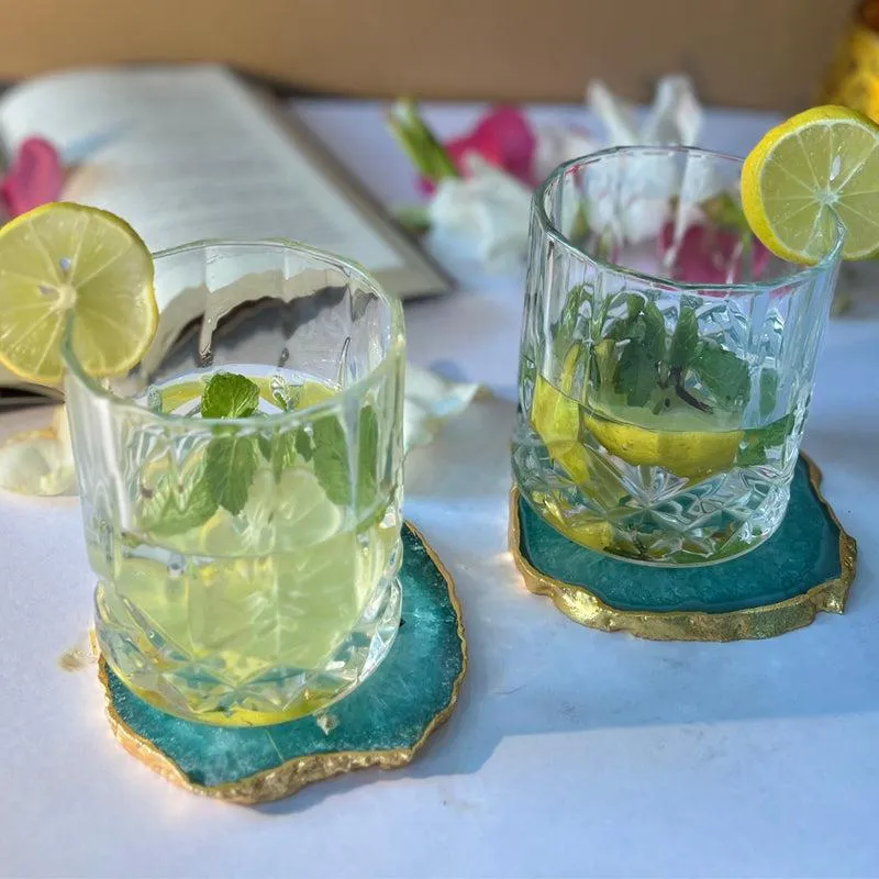 Celeste Handcrafted Crystal Agate Coaster (Green) - Set Of Two media 5