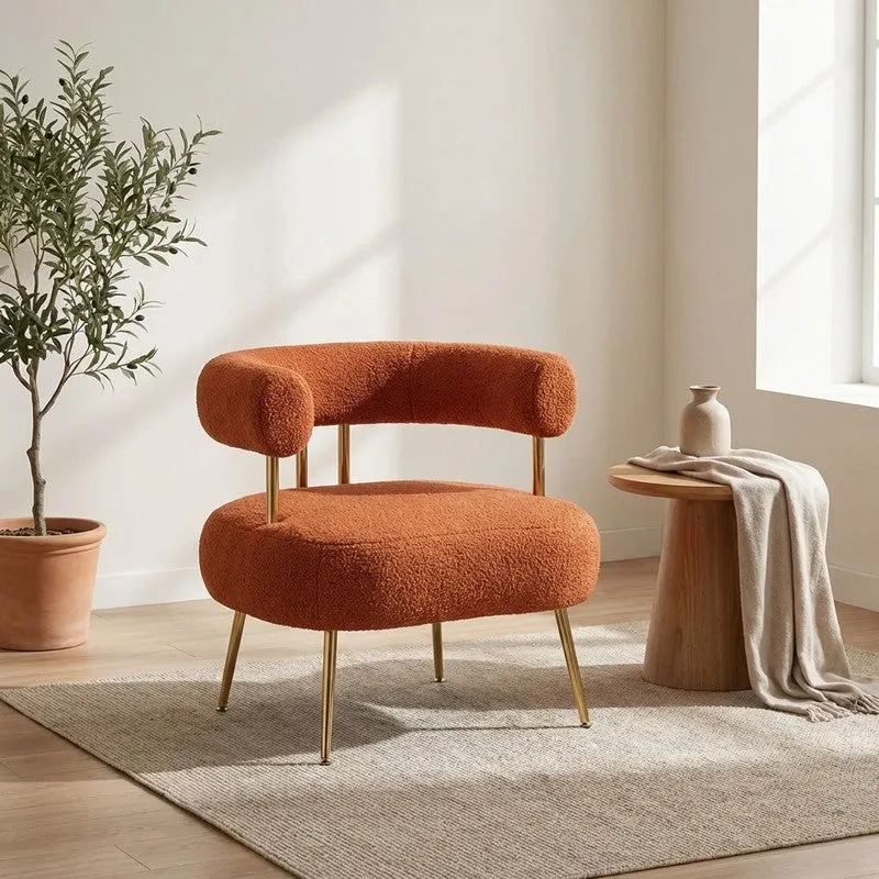 Oaklyn Neem Wood Accent Chair - Orange media 1
