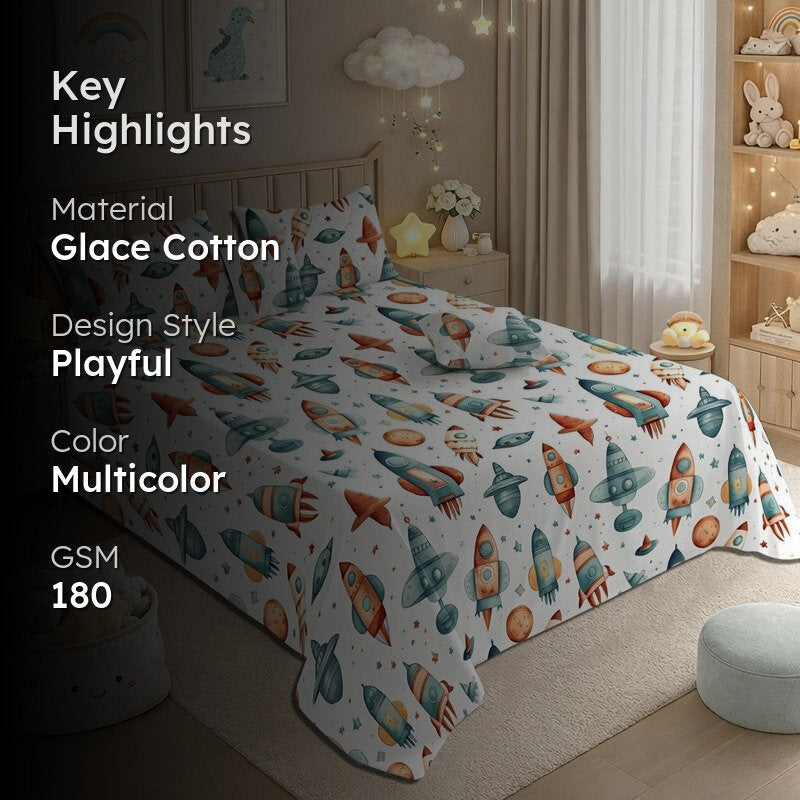 Rocket Man GlaceCotton Kids Bedding Set (180 GSM) - Five Piece Set media 2