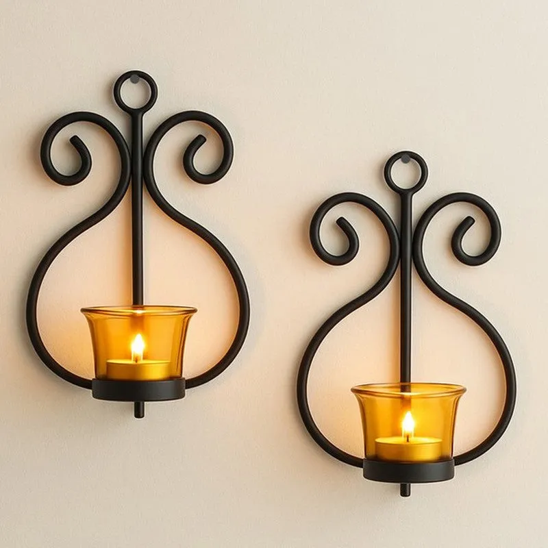 Aureate Candle Holder - Black - Set Of Two media 1