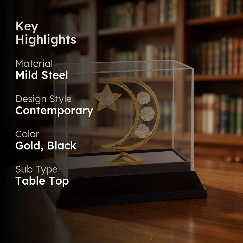 Silver Cresent 24K Gold Plated Mild Steel Showpiece media 2