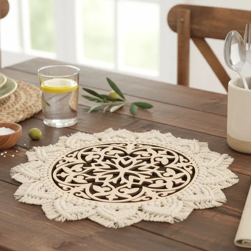 Boho Artsy Handcrafted Macrame Placemat - Single Piece media 1