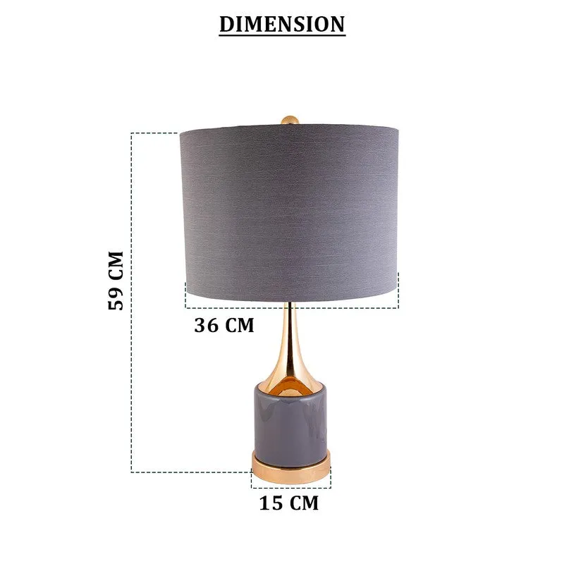 AarviDecor Norwood Designer Metal Table Lamp - Grey media 7