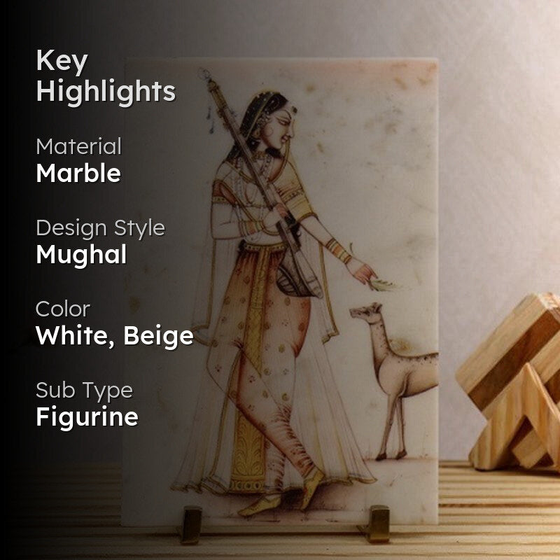 Mughal Elegance Printed Marble Showpiece media 2